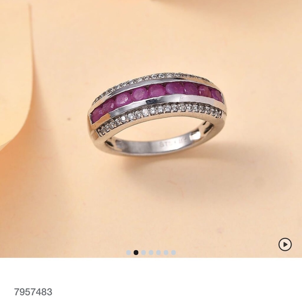 Karis Ruby and White Zircon 1.20 ctw Ring in Platinum Bond (Size 7.0)